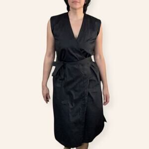 NWT Carla Fernández Black Sleeveless Wrap Dress 100% Cotton (super soft) Large
